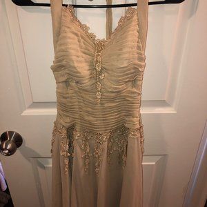 Nude, Halter Top Dress w/ Beautiful Embroidery
